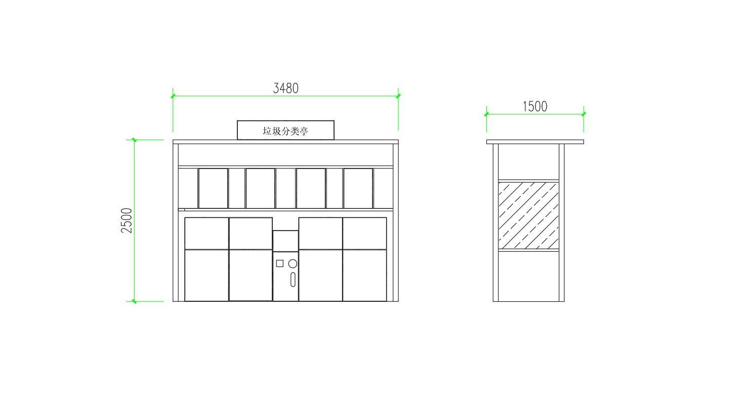 智能垃圾亭,定時定點垃圾收集點,小區(qū)垃圾分類站尺寸.jpg